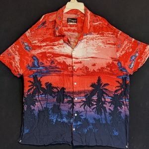 Palm Tree Floral Patterned Multicolor Men's 2xl Aloha Shirt